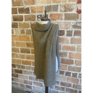 Cocogio Womens Knit Cowl Neck Poncho Sweater, Taupe, One size